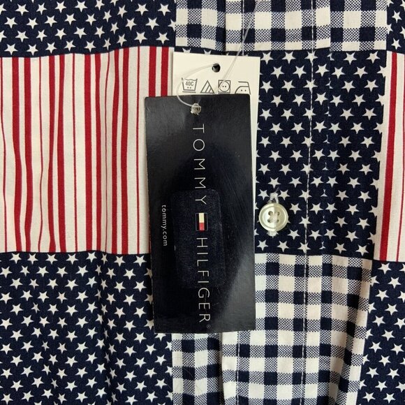 Tommy Hilfiger Mens Medium Button Down Shirt Mock Patchwork Patriotic 2001 - Picture 7 of 8